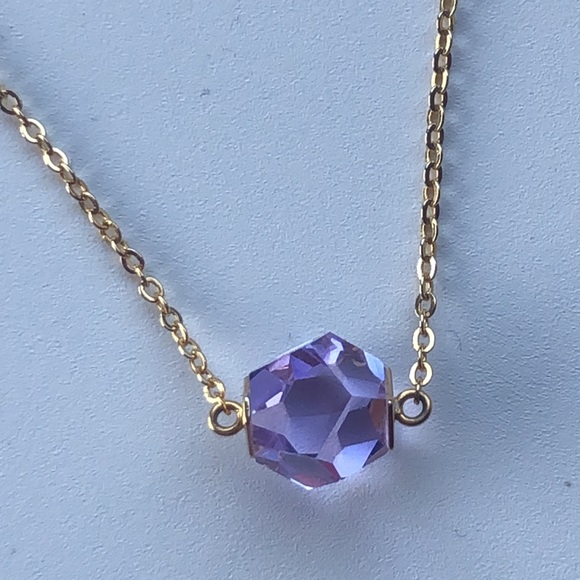Swarovski Purple tanzanite crystal solitaire necklace - Picture 9 of 11
